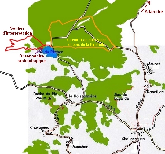 Plan du lac du Pêcher