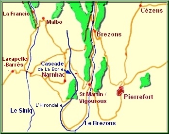 Carte Narnhac et la cascade